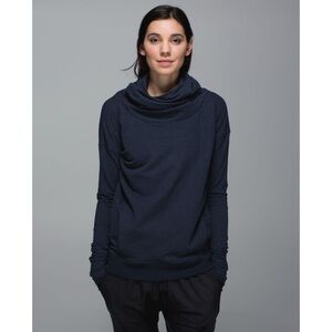 Lululemon Stress Less Hoodie Heathered Naval Blue Size 2